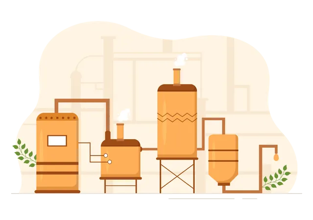 Brewery Production Process with Beer Tank  Illustration