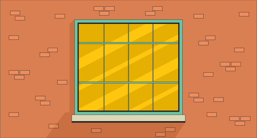 Brick building window outside  Illustration