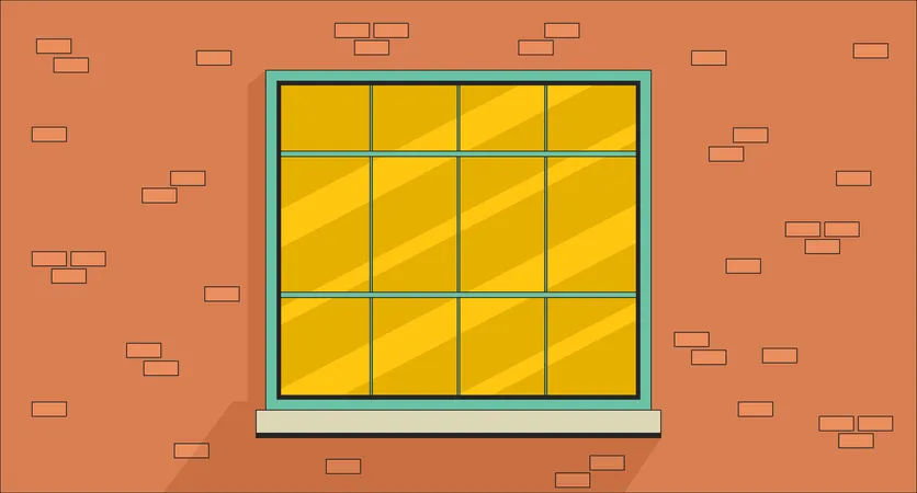 Brick building window outside  Illustration