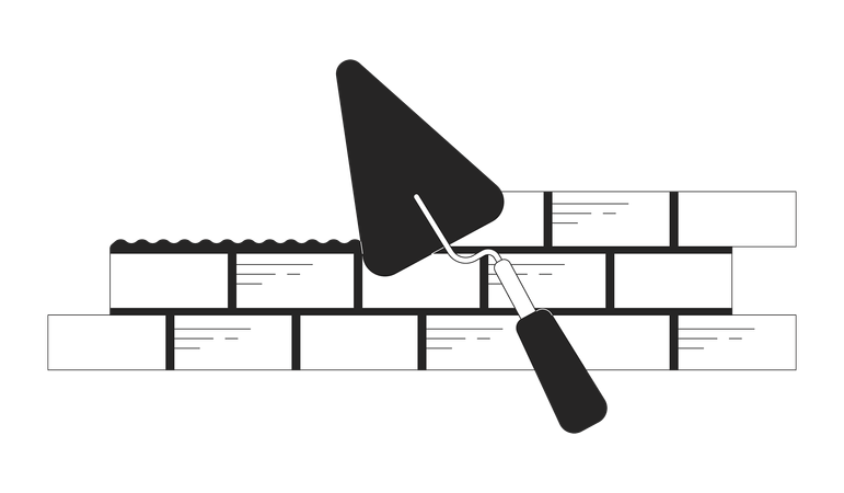 Bricks laying with trowel  Illustration