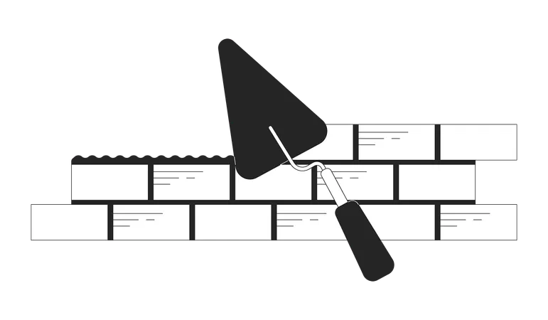 Bricks laying with trowel  Illustration