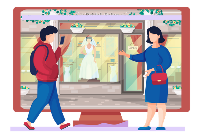 Bridal boutique shopping store  Illustration