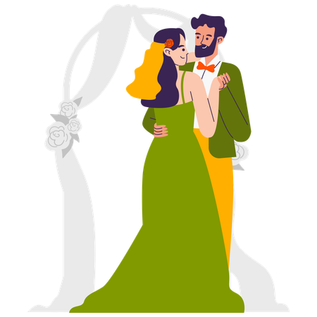 Bridal couple dancing in party  Illustration