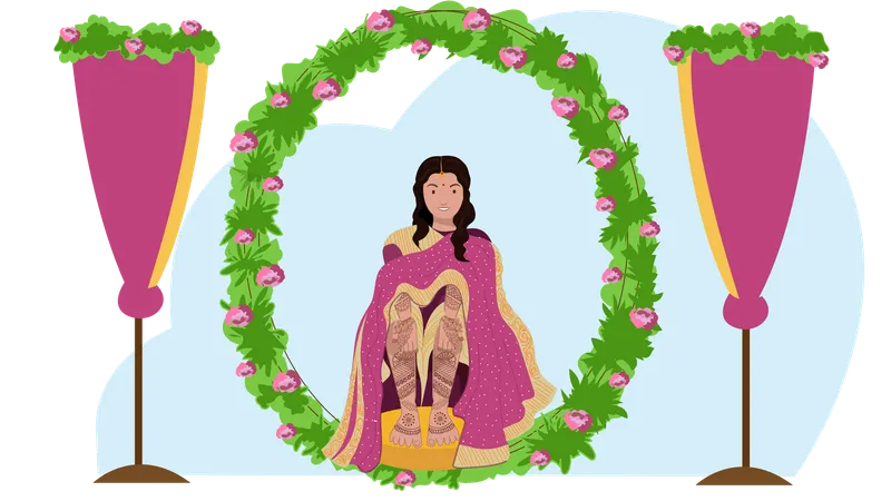 Bridal giving Mehendi pose  Illustration