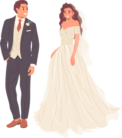 Bride and groom  イラスト