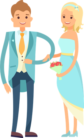 Bride and groom are celebrating their wedding day  Illustration