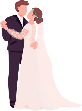 Bride and groom dance Illustration