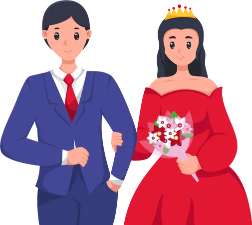 Bride and Groom Getting Married  Illustration