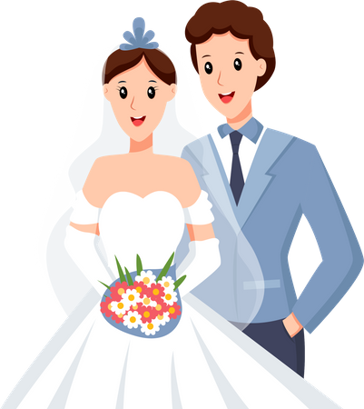 Bride and Groom getting married  Illustration