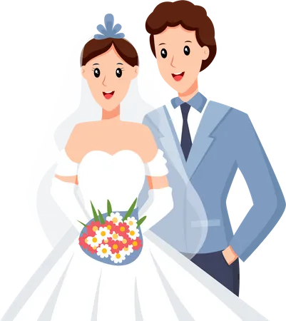 Bride and Groom getting married  Illustration