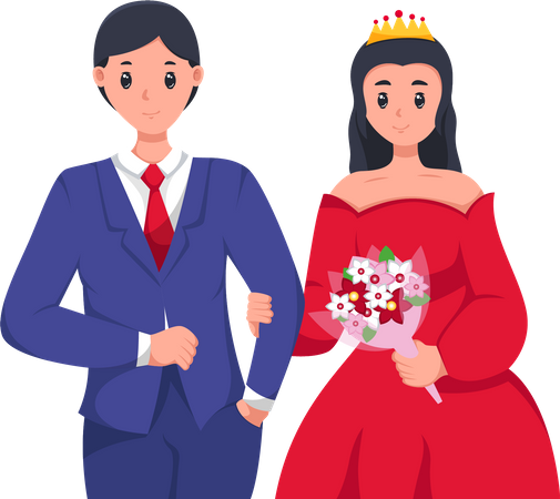 Bride and Groom Getting Married  Illustration