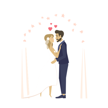 Bride and groom in love on wedding ceremony  Illustration