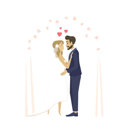 Bride and groom in love on wedding ceremony  Illustration