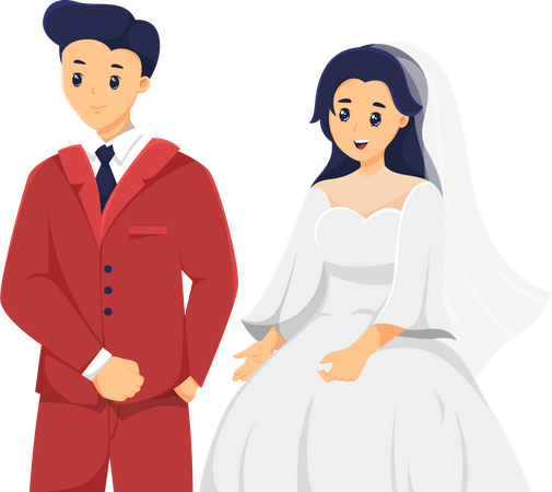 Bride and groom in wedding ceremony  Illustration