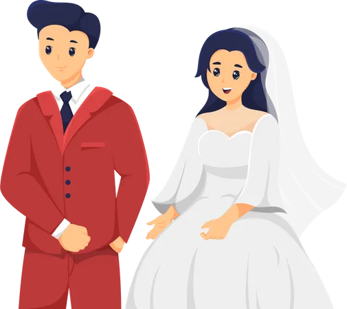 Bride and groom in wedding ceremony  Illustration