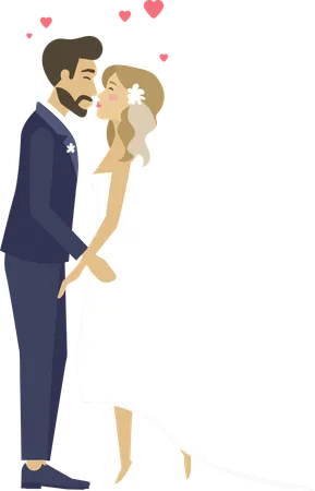 Bride and groom kissing each other  Illustration