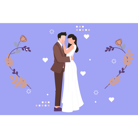 Bride and groom romancing  Illustration