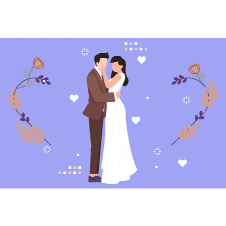 Bride and groom romancing  Illustration