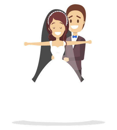 Bride and groom standing  Illustration