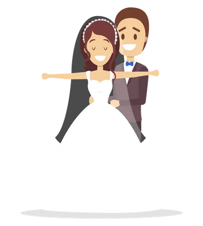 Bride and groom standing Illustration