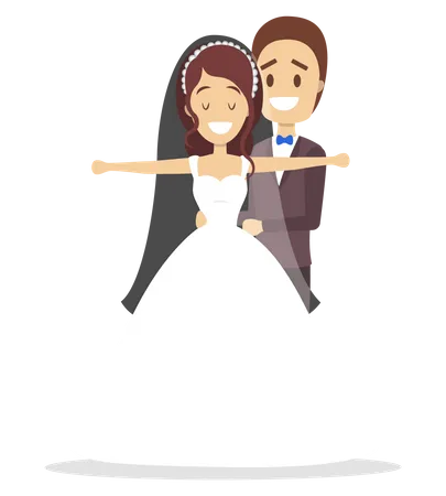 Bride and groom standing  Illustration