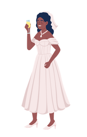 Bride drinking wine  Illustration
