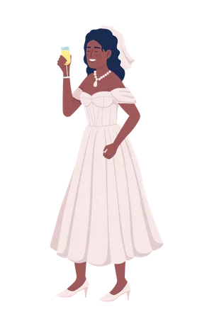 Bride drinking wine  Illustration