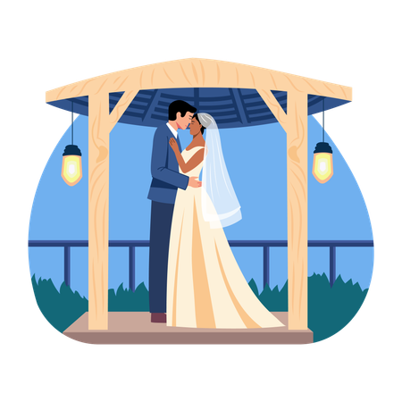Bride groom holding eath other  Illustration