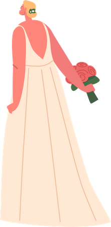 Bride Holding Bouquet  Illustration