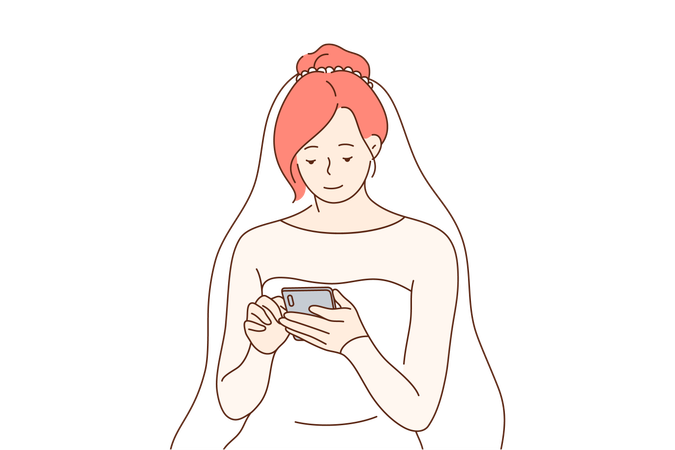 Bride is messaging to her groom  Illustration