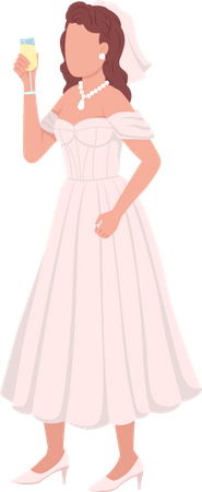 Bride raising toast  Illustration