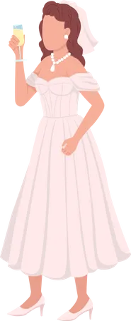 Bride raising toast  Illustration