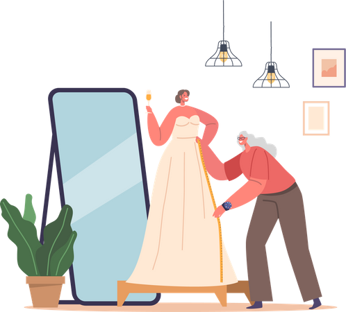 Bride ready for wedding  Illustration