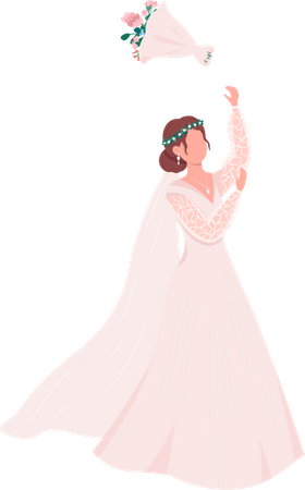 Bride throwing bouquet Illustration