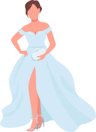 Bride Wearing White Dress Semi Flat Color Vector Character Standing Figure Full Body Person On White Wedding Day Simple Cartoon Style Illustration For Web Graphic Design And Animation Illustration