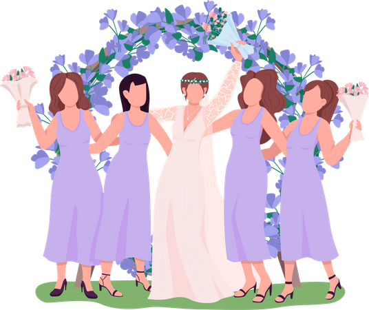 Bride with bridesmaid at reception Illustration