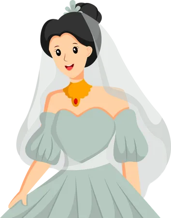 Bride with wearing Dress  Illustration