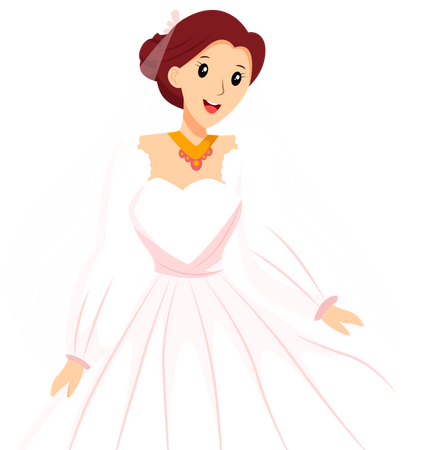 Bride with White Dress  Illustration