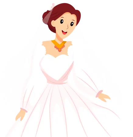 Bride with White Dress  Illustration