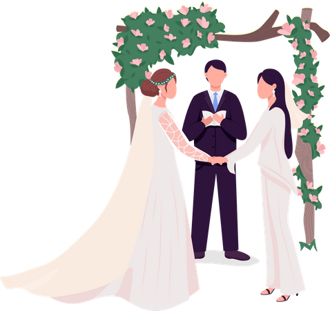 Brides at wedding Illustration