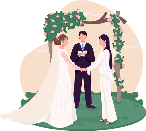 Brides exchange wedding vows  Illustration