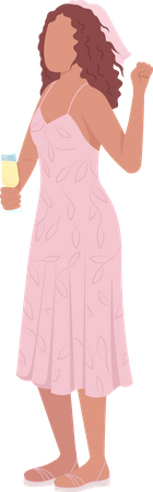 Bridesmaid holding drink  Illustration