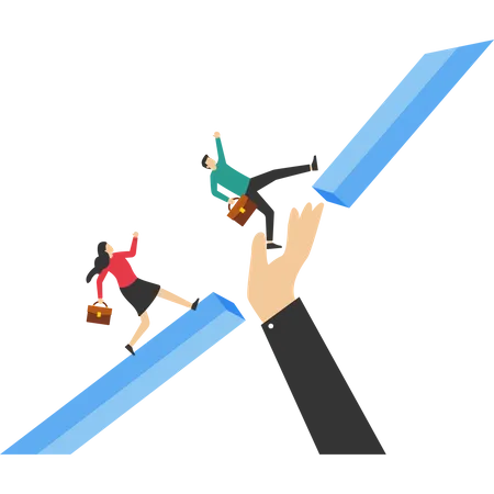 Bridging The Gap Help Or Guidance Career Advancement Giant Businessman Hands Bridge The Gap For People To Progress Towards The Target Illustration