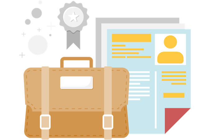 Briefcase and employee data  Illustration