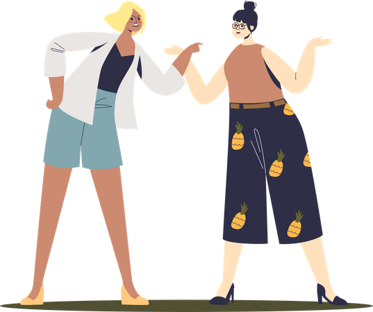 Briga entre duas mulheres  Ilustração