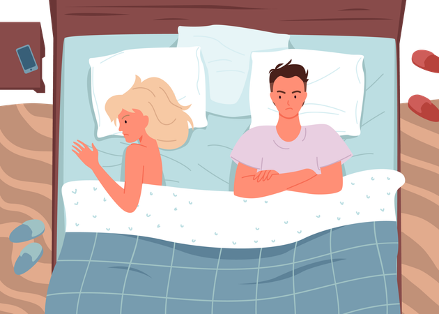 Brigas de casal na cama  Ilustração