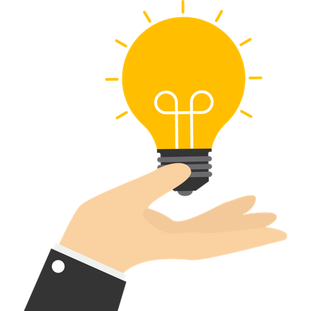 Bright lamp on palm  Illustration