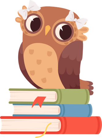 Bright owl sitting on book Illustration