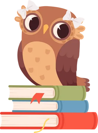 Bright owl sitting on book  Illustration