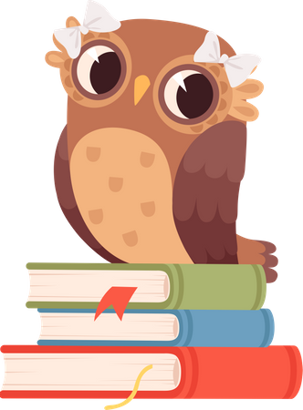 Bright owl sitting on book  Illustration